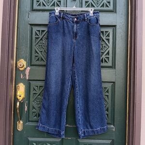 Talbots Wide-Leg Denim Jeans in Deep Blue